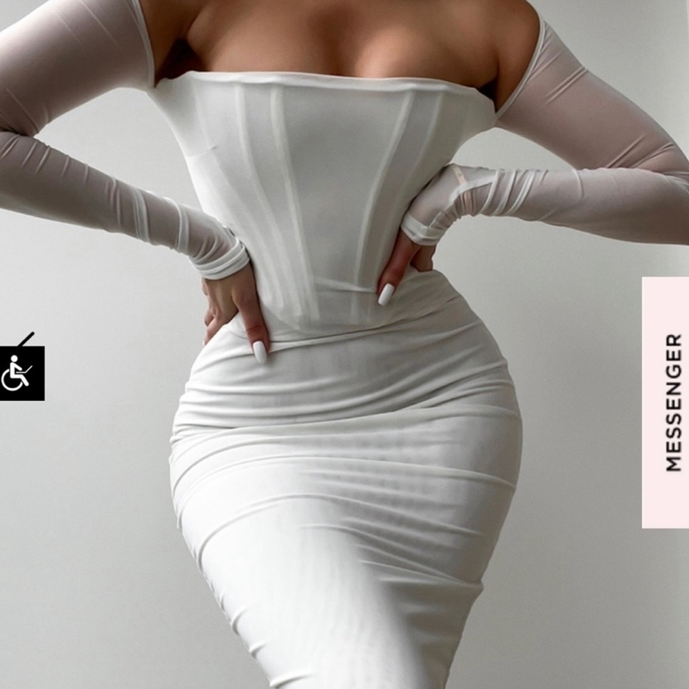 House of CB Milarose long sleeve mesh corset dress
